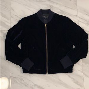 Navy Velour Bomber Jacket